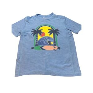 Hanna Andersson Kids Blue Surfboard Graphic Short Sleeve TShirt US 5 Preppy Swim